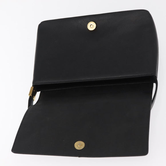 BURBERRY Hand Bag Leather Black Gold Auth ep12272