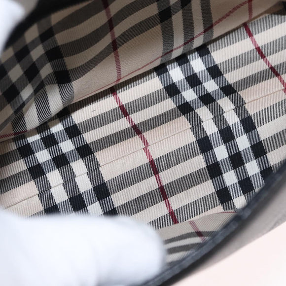 BURBERRY Hand Bag Leather Black Gold Auth ep12272