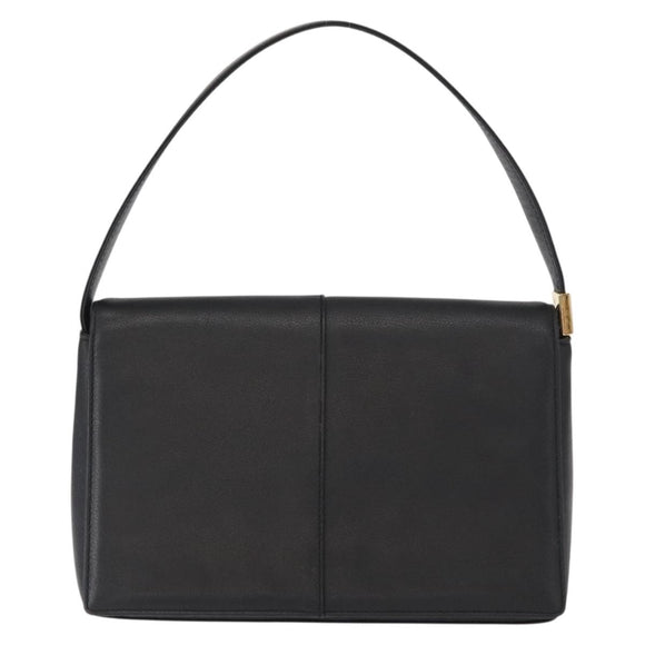 BURBERRY Hand Bag Leather Black Gold Auth ep12272