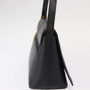 BURBERRY Hand Bag Leather Black Gold Auth ep12272-4