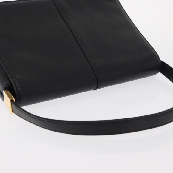 BURBERRY Hand Bag Leather Black Gold Auth ep12272