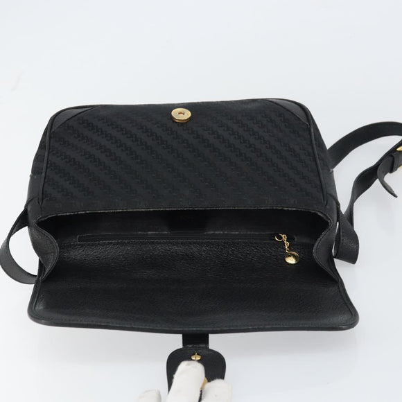 GUCCI Shoulder Bag Leather Canvas Black Gold 001 113 0613 Auth ep12275