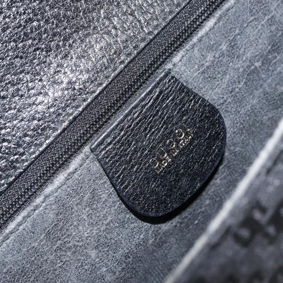 GUCCI Shoulder Bag Leather Canvas Black Gold 001 113 0613 Auth ep12275