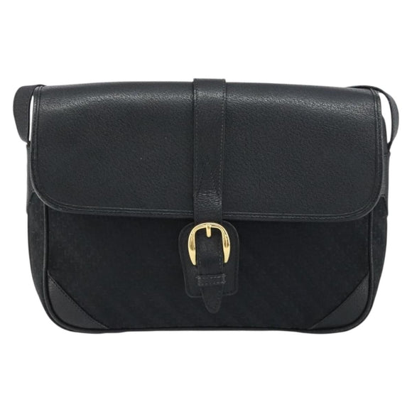 GUCCI Shoulder Bag Leather Canvas Black Gold 001 113 0613 Auth ep12275