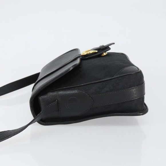 GUCCI Shoulder Bag Leather Canvas Black Gold 001 113 0613 Auth ep12275