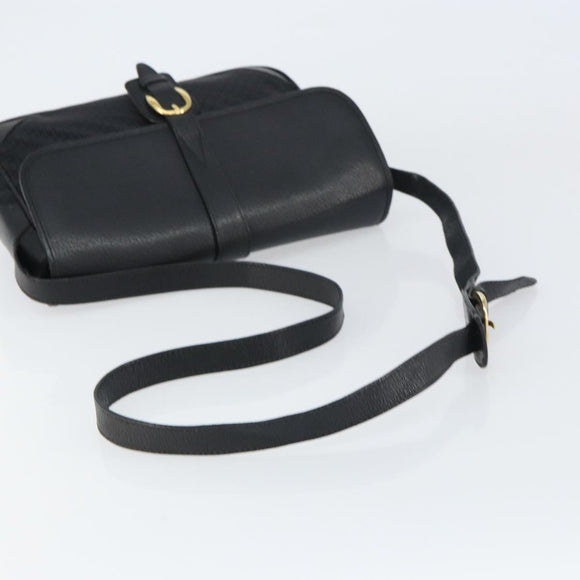 GUCCI Shoulder Bag Leather Canvas Black Gold 001 113 0613 Auth ep12275