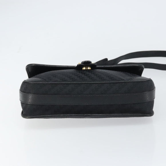 GUCCI Shoulder Bag Leather Canvas Black Gold 001 113 0613 Auth ep12275