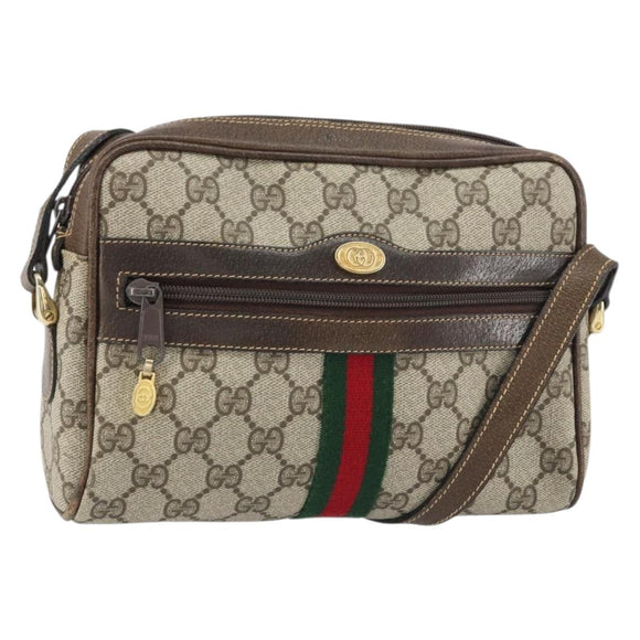 GUCCI GG Supreme Web Sherry Line Bag PVC Beige Gold 010 378 Auth ep12276