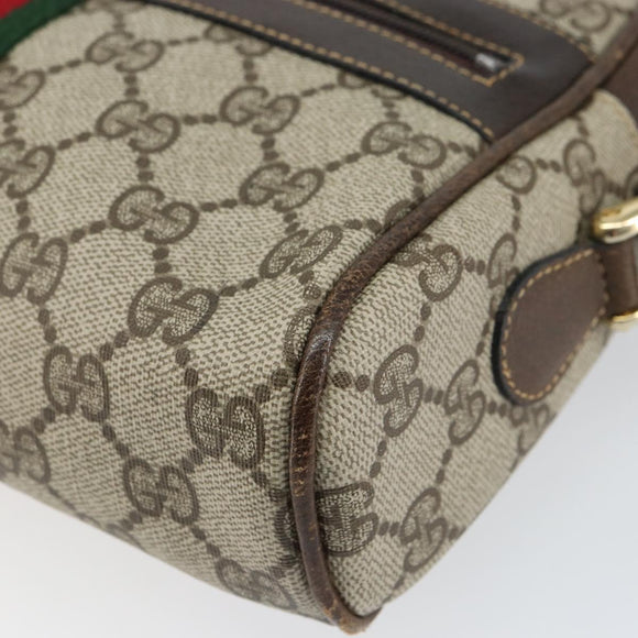 GUCCI GG Supreme Web Sherry Line Bag PVC Beige Gold 010 378 Auth ep12276