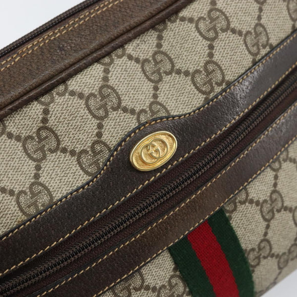 GUCCI GG Supreme Web Sherry Line Bag PVC Beige Gold 010 378 Auth ep12276