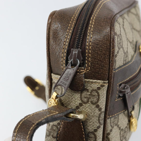 GUCCI GG Supreme Web Sherry Line Bag PVC Beige Gold 010 378 Auth ep12276