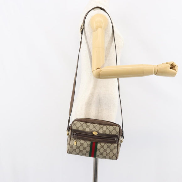 GUCCI GG Supreme Web Sherry Line Bag PVC Beige Gold 010 378 Auth ep12276