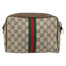 GUCCI GG Supreme Web Sherry Line Bag PVC Beige Gold 010 378 Auth ep12276-2