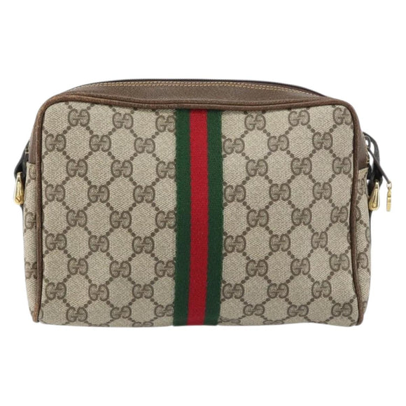 GUCCI GG Supreme Web Sherry Line Bag PVC Beige Gold 010 378 Auth ep12276