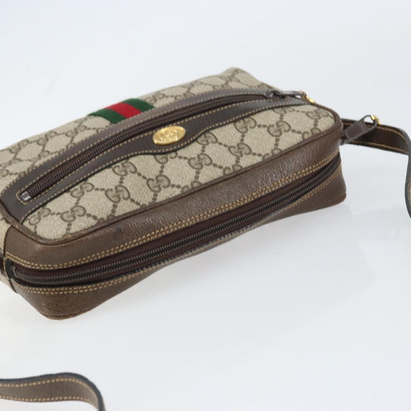 GUCCI GG Supreme Web Sherry Line Bag PVC Beige Gold 010 378 Auth ep12276