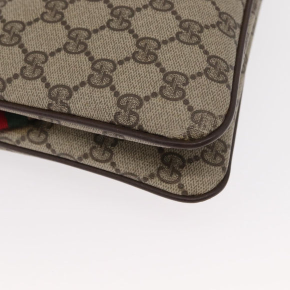 GUCCI GG Supreme Web Sherry Line Bag PVC Beige Gold 904 02 035 Auth ep12282