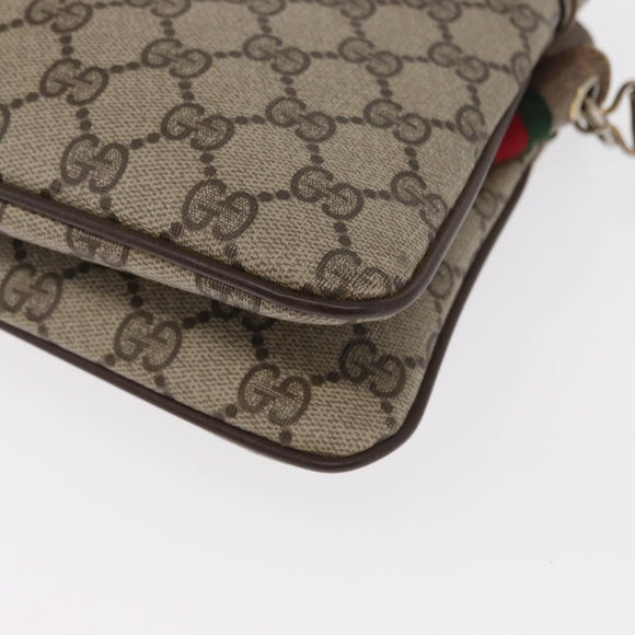GUCCI GG Supreme Web Sherry Line Bag PVC Beige Gold 904 02 035 Auth ep12282