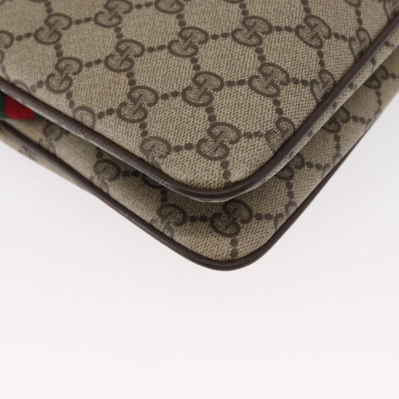 GUCCI GG Supreme Web Sherry Line Bag PVC Beige Gold 904 02 035 Auth ep12282