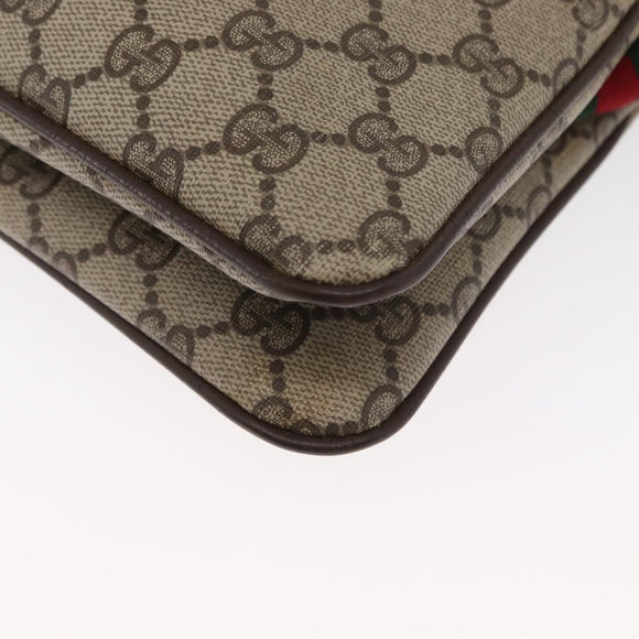 GUCCI GG Supreme Web Sherry Line Bag PVC Beige Gold 904 02 035 Auth ep12282