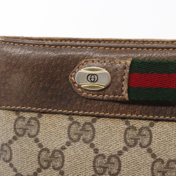 GUCCI GG Supreme Web Sherry Line Bag PVC Beige Gold 904 02 035 Auth ep12282