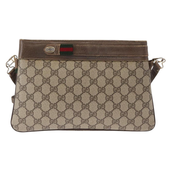 GUCCI GG Supreme Web Sherry Line Bag PVC Beige Gold 904 02 035 Auth ep12282