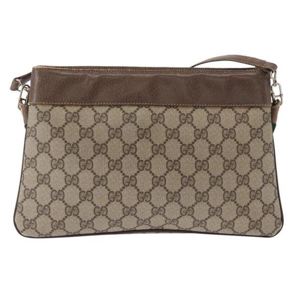 GUCCI GG Supreme Web Sherry Line Bag PVC Beige Gold 904 02 035 Auth ep12282