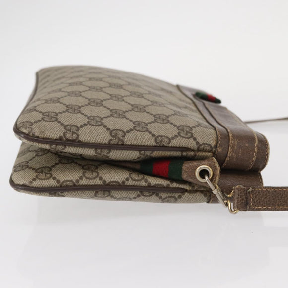GUCCI GG Supreme Web Sherry Line Bag PVC Beige Gold 904 02 035 Auth ep12282