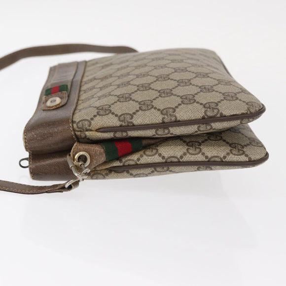 GUCCI GG Supreme Web Sherry Line Bag PVC Beige Gold 904 02 035 Auth ep12282