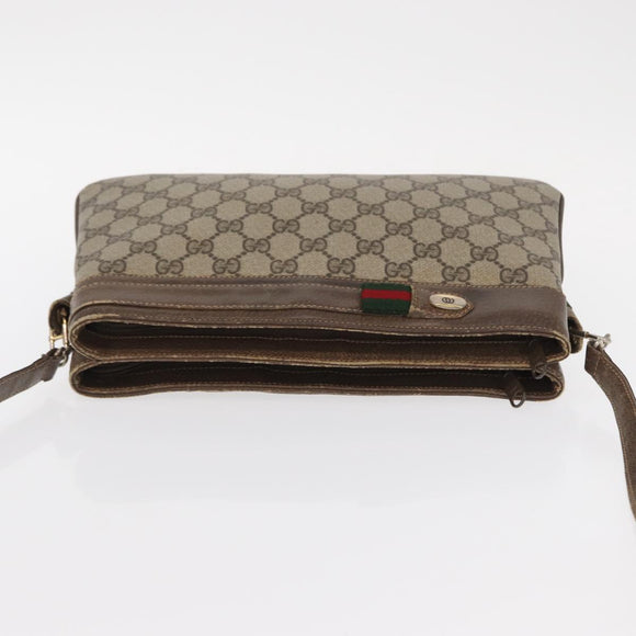 GUCCI GG Supreme Web Sherry Line Bag PVC Beige Gold 904 02 035 Auth ep12282