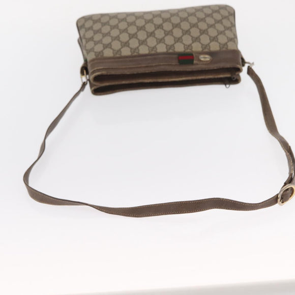 GUCCI GG Supreme Web Sherry Line Bag PVC Beige Gold 904 02 035 Auth ep12282