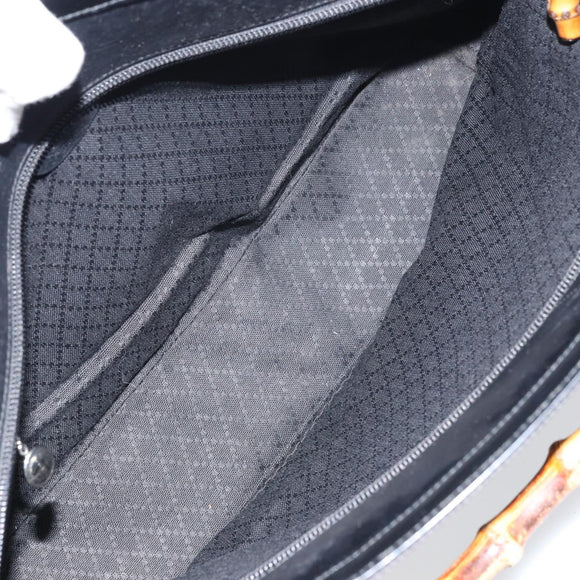 GUCCI Bamboo Tote Bag Nylon Black Silver 002 1364 0439 Auth ep12286