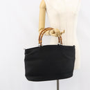 GUCCI Bamboo Tote Bag Nylon Black Silver 002 1364 0439 Auth ep12286-21