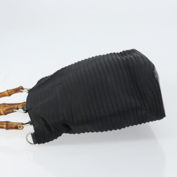 GUCCI Bamboo Tote Bag Nylon Black Silver 002 1364 0439 Auth ep12286