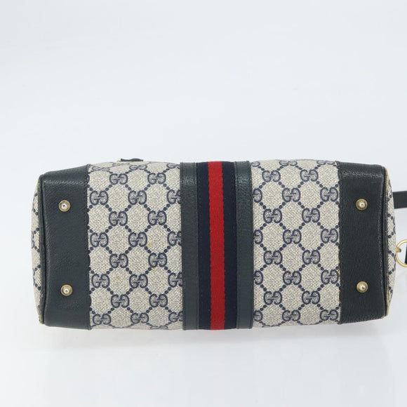 GUCCI GG Supreme Sherry Line Bag PVC 2way Navy Red gold 002 39 0069 Auth ep12291