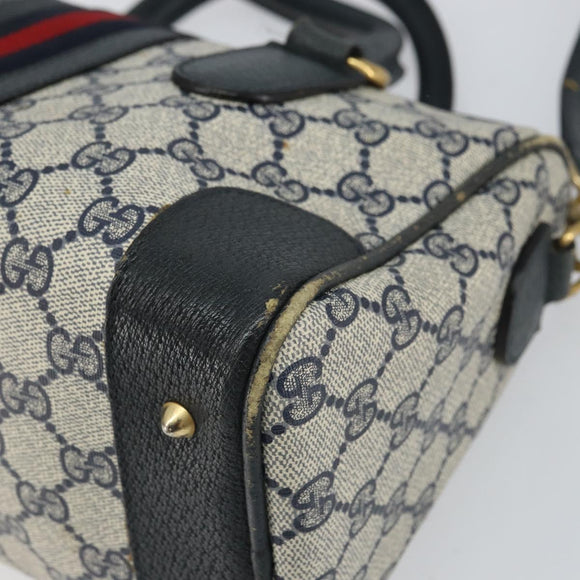 GUCCI GG Supreme Sherry Line Bag PVC 2way Navy Red gold 002 39 0069 Auth ep12291