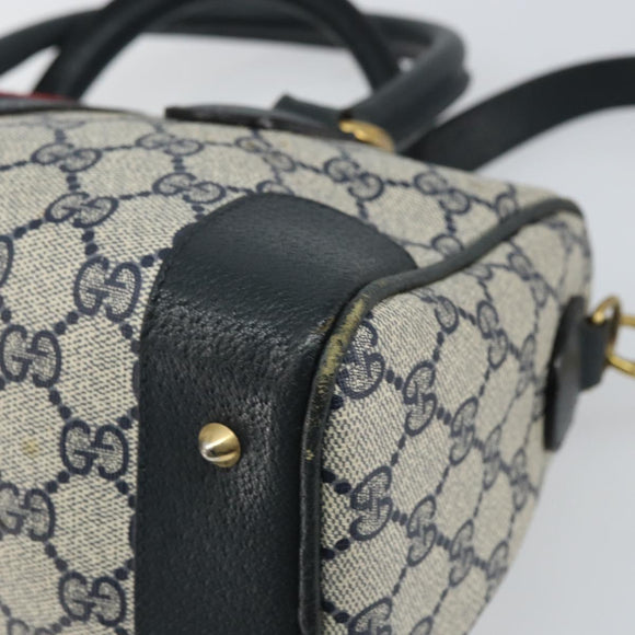 GUCCI GG Supreme Sherry Line Bag PVC 2way Navy Red gold 002 39 0069 Auth ep12291