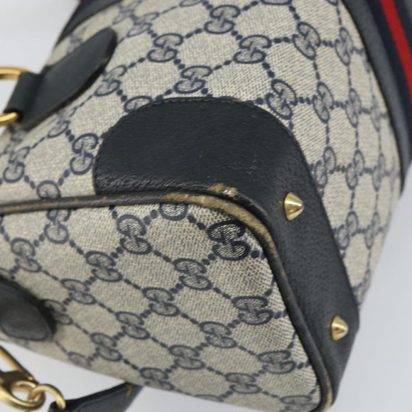 GUCCI GG Supreme Sherry Line Bag PVC 2way Navy Red gold 002 39 0069 Auth ep12291