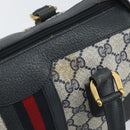 GUCCI GG Supreme Sherry Line Bag PVC 2way Navy Red gold 002 39 0069 Auth ep12291-10