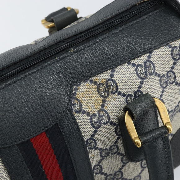 GUCCI GG Supreme Sherry Line Bag PVC 2way Navy Red gold 002 39 0069 Auth ep12291