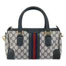 GUCCI GG Supreme Sherry Line Bag PVC 2way Navy Red gold 002 39 0069 Auth ep12291-13