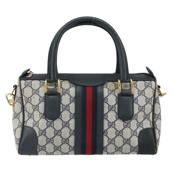 GUCCI GG Supreme Sherry Line Bag PVC 2way Navy Red gold 002 39 0069 Auth ep12291