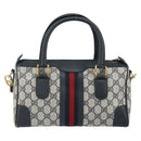 GUCCI GG Supreme Sherry Line Bag PVC 2way Navy Red gold 002 39 0069 Auth ep12291-2