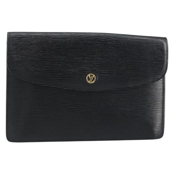 LOUIS VUITTON Epi Montaigne 27 Clutch Bag Black M52652 LV Auth ep12295