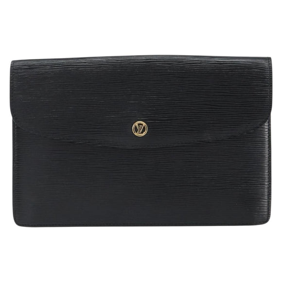 LOUIS VUITTON Epi Montaigne 27 Clutch Bag Black M52652 LV Auth ep12295
