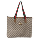 GUCCI GG Plus Supreme Web Sherry Line Tote Bag PVC Beige Red Auth ep12300-1