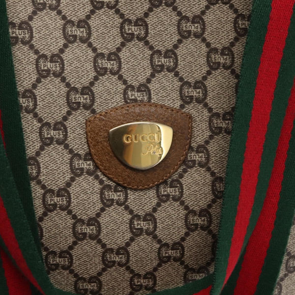 GUCCI GG Plus Supreme Web Sherry Line Tote Bag PVC Beige Red Auth ep12300