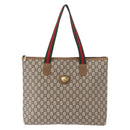 GUCCI GG Plus Supreme Web Sherry Line Tote Bag PVC Beige Red Auth ep12300-13