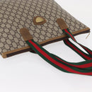 GUCCI GG Plus Supreme Web Sherry Line Tote Bag PVC Beige Red Auth ep12300-6