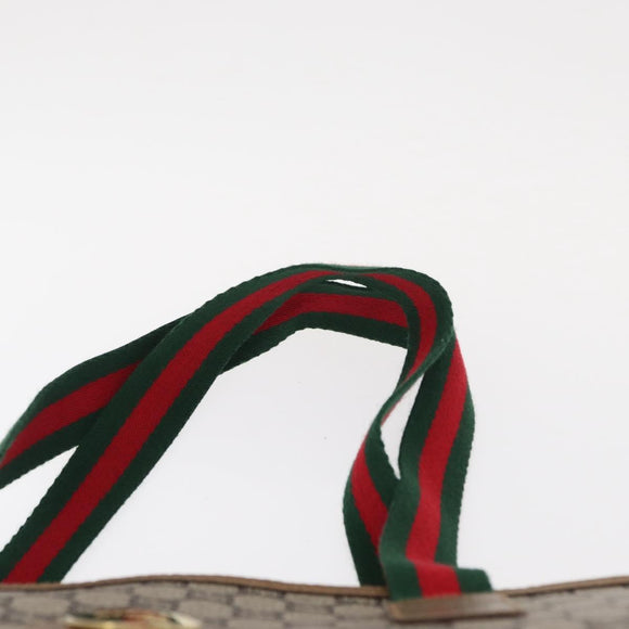 GUCCI GG Plus Supreme Web Sherry Line Tote Bag PVC Beige Red Auth ep12300