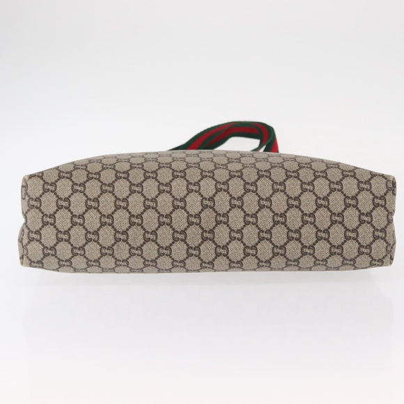 GUCCI GG Plus Supreme Web Sherry Line Tote Bag PVC Beige Red Auth ep12300